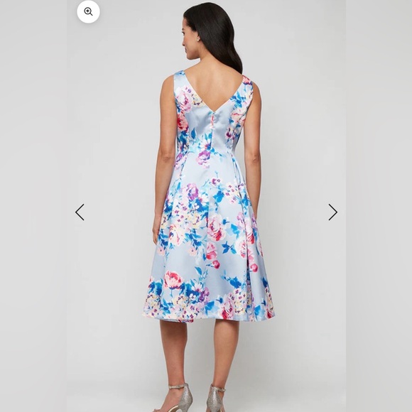 Alex Evenings 8139050 Short Printed Cocktail A Line Dress in Lilac Multi size 4 - Picture 2 of 11